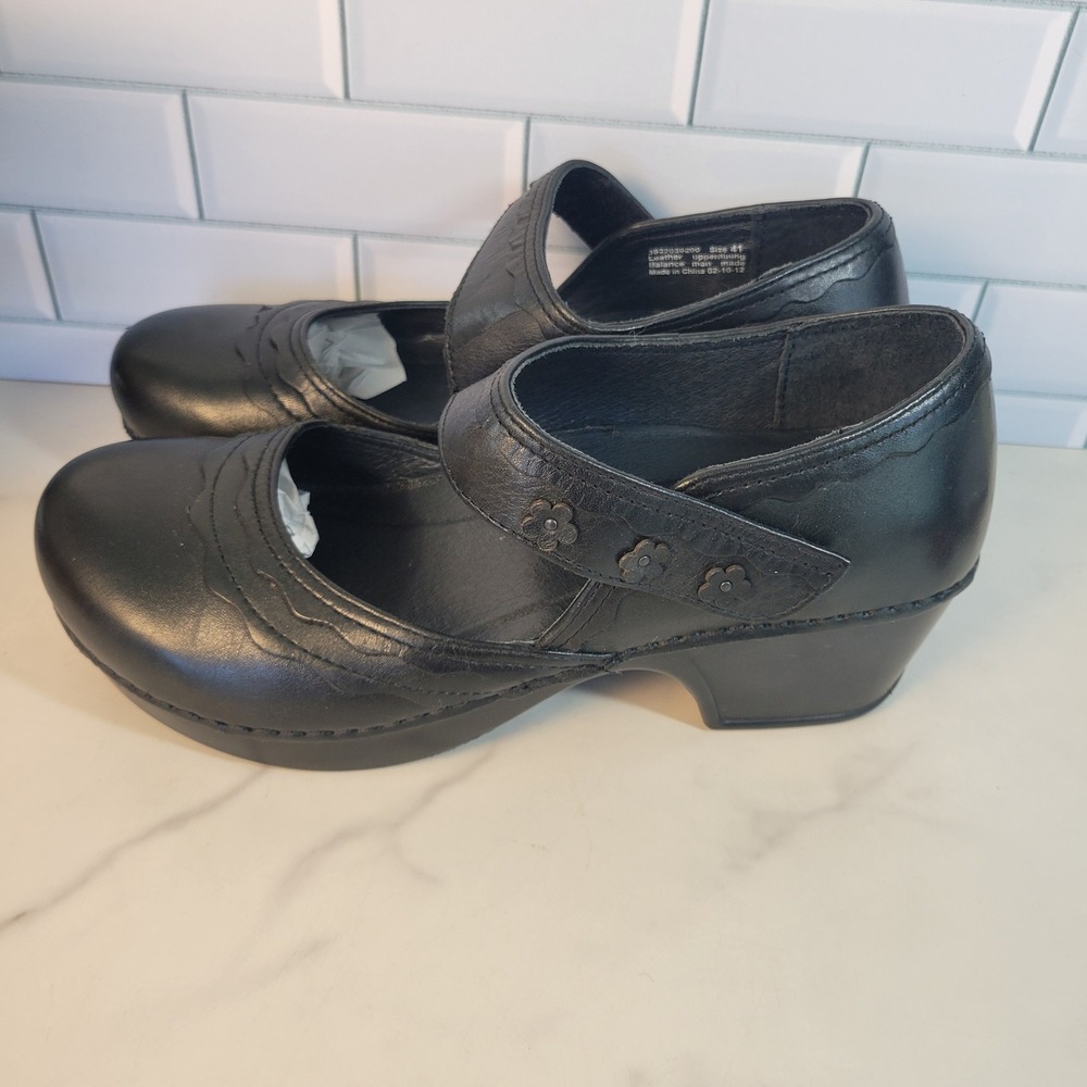 Dansko Black Leather Harlow Clogs Mary Jane Shoes EU 41 US 10.5-11